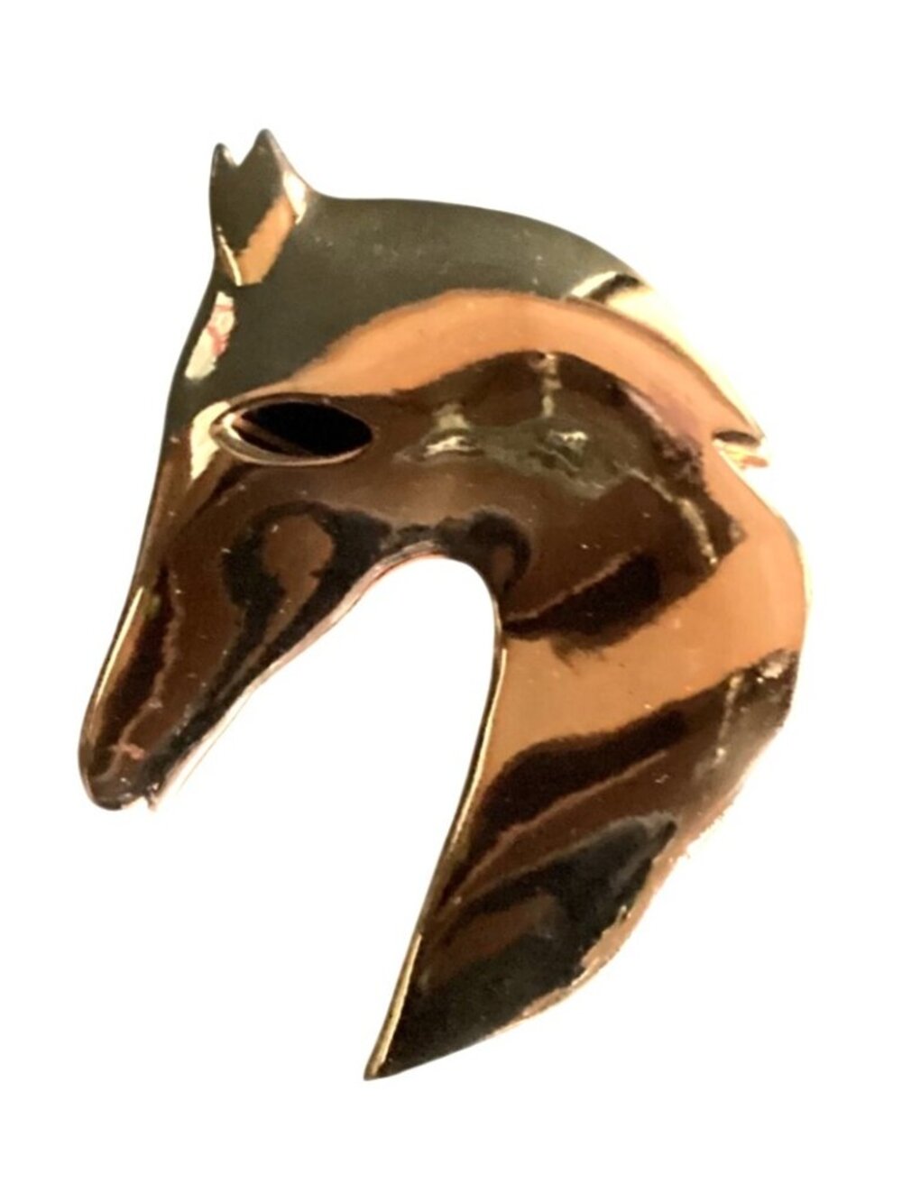 Large Minimalist Goldtone Horse Head Brooch Pin Pendant Statement
